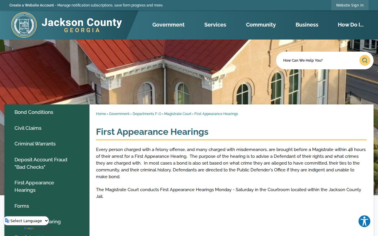Jackson County outstanding warrants first appearance process