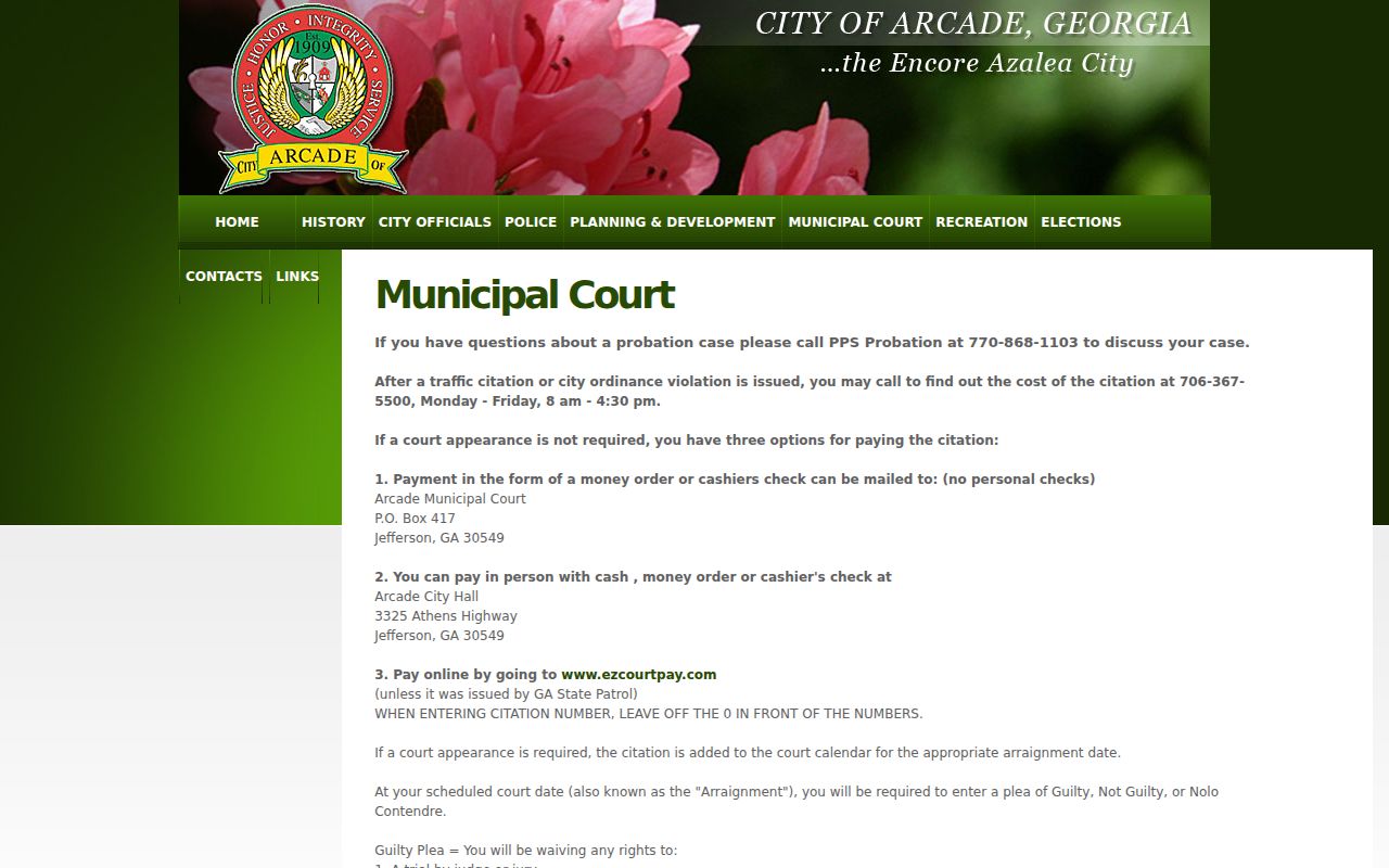 Jackson County bench warrant Arcade failure to appear rule