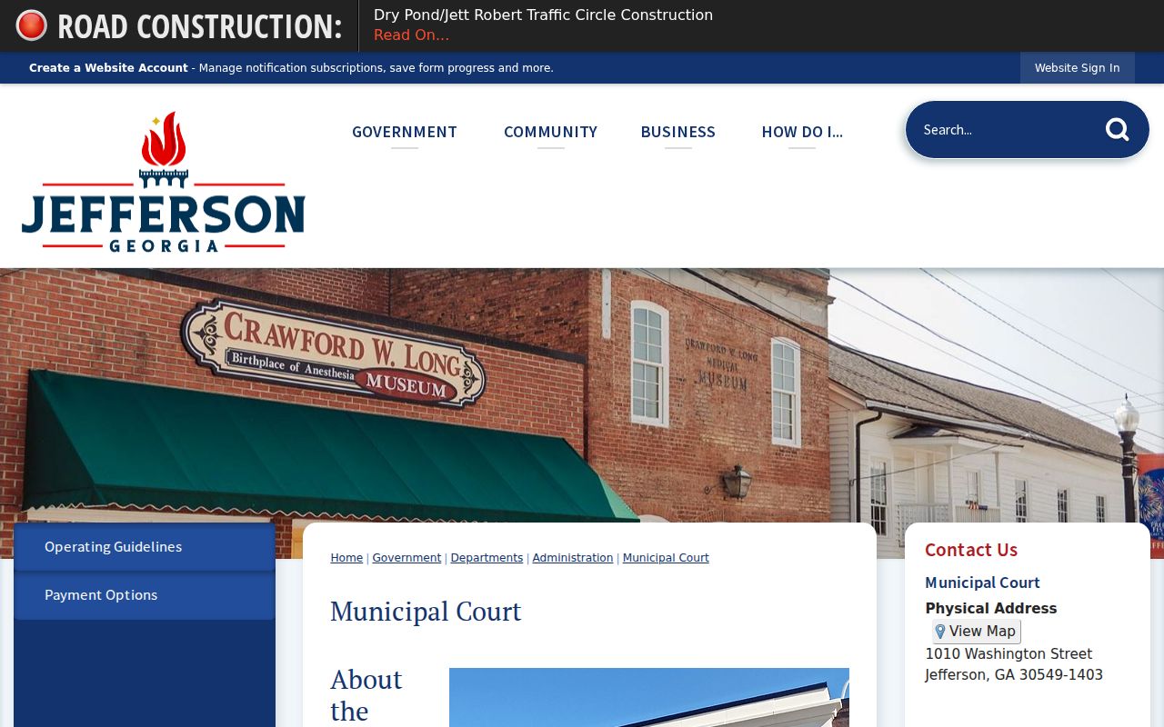 Jefferson Municipal Court route for a Jackson County traffic warrant search