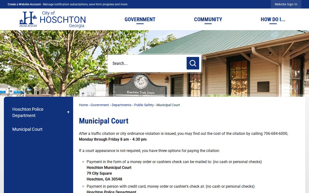 Jackson County municipal warrant and citation route for Hoschton