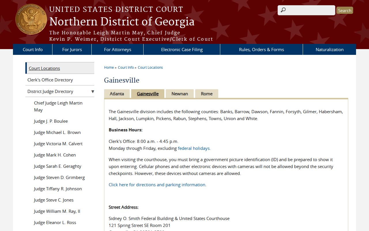 Jackson County arrest warrant federal Gainesville court route