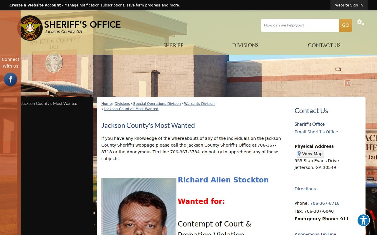 Jackson County most wanted list official sheriff safety warning